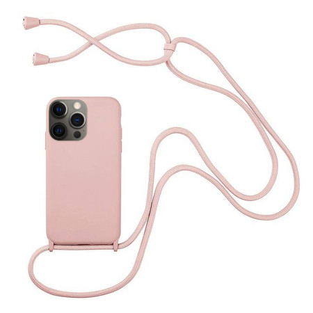 Husa compatibila cu Apple Iphone 12 Pro Max, Strap, Cu Snur prindere gat regrabil, Camera Protect, Antishock, Nude Pink