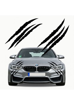 Stickere auto Monster Scratches negre, set 2 bucati, 37x9 cm, tuning caroserie masina, folie autoadeziva Oracal, exterior rezistent