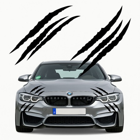 Stickere auto Monster Scratches negre, set 2 bucati, 37x9 cm, tuning caroserie masina, folie autoadeziva Oracal, exterior rezistent