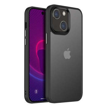 Husa cu protectie la camere si finisaj mat compatibil Apple iPhone 15, Smoked, Negru