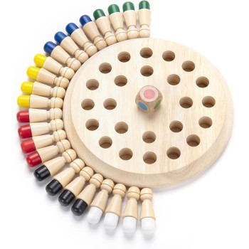 Joc Educativ de Memorie pentru Copii si Familie, Din Lemn, Tabla Rotunda 17 cm, Interactiv, +4 Ani, Multicolor