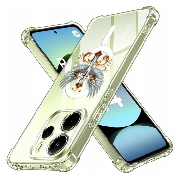 Husa Antisoc pentru Xiaomi Redmi Note 14 4G (Regional) - AirBag Magsafe, Colțuri Ranforsate - Cross White Wings