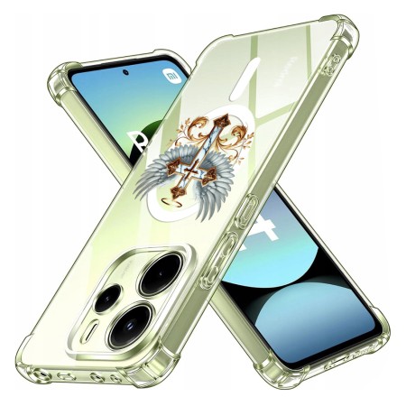 Husa Antisoc pentru Xiaomi Redmi Note 14 4G (Regional) - AirBag Magsafe, Colțuri Ranforsate - Cross White Wings