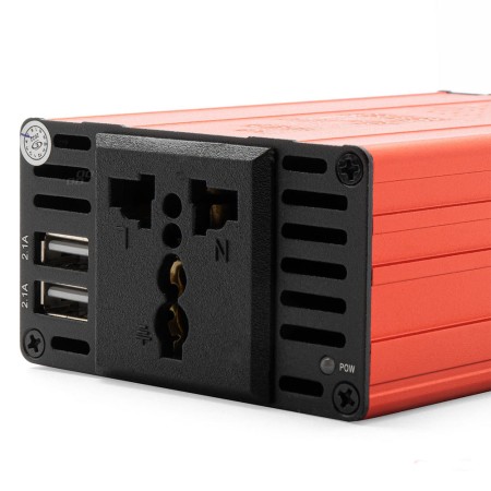 Convertor Tensiune Auto 12V la 220V, 300W Putere Nominala / 600W Varf, 2 x USB 5V, Priza Universala, Ventilator, Carcasa Aluminiu