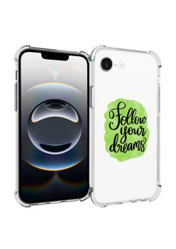 Husa Antisoc pentru iPhone 16e, AirBag PRO, Clear, Follow Your Dreams