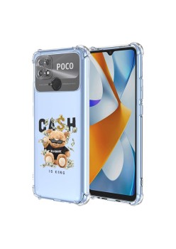 Husa Antisoc pentru Xiaomi Poco C40, AirBag PRO, Clear, Cash is king  