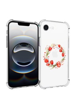 Husa Antisoc pentru iPhone 16e, AirBag, Pink wreath 15, Clear 