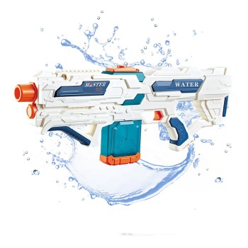 Pistol cu Apă Electric pentru Copii și Adulți, 14+ ani, Rezervor 600ML, Baterie 1200mAh, Jet Puternic Electric Burst, Alb/Albastru