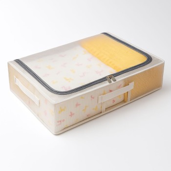 Cutie Depozitare Sub Pat, 80x47x15 cm, Transparenta, cu Manere si Fermoar, Organizator Haine sau Lenjerie