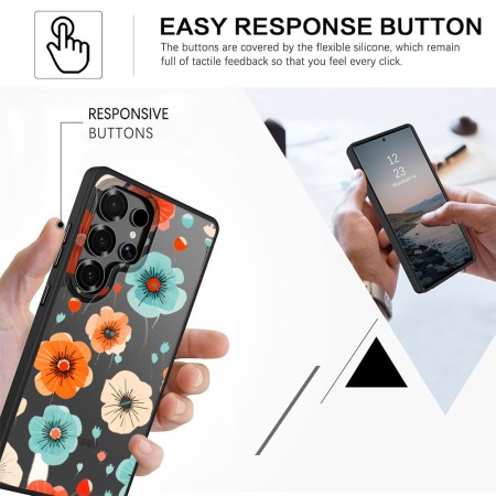Husă pentru Samsung Galaxy S25 Ultra, Flower 12, Protecție Cameră, Antișoc, Design Slim, Negru
