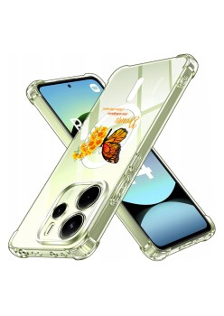 Husa Antisoc pentru Xiaomi Redmi Note 14 4G (Regional) - AirBag Magsafe, Colțuri Ranforsate- Butterfly Galben 