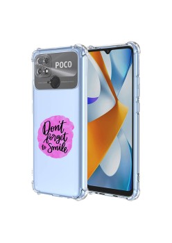 Husa Antisoc pentru Xiaomi Poco C40, AirBag PRO, Clear, Don't Forget To Smile