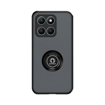 Husa telefon compatibila Honor X6a, Glinth Magnet Auto si Inel Rotativ, Negru