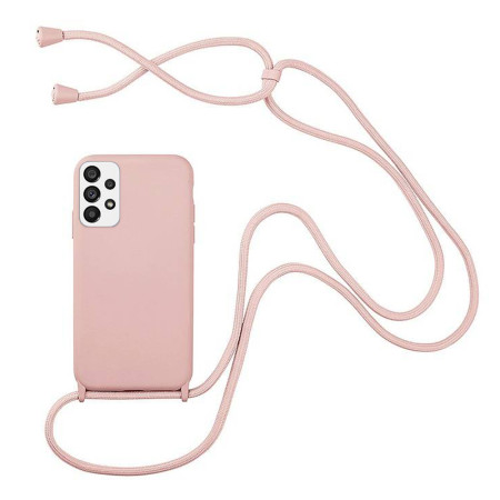 Husa compatibila cu Samsung Galaxy A23, Strap, Cu Snur prindere gat regrabil, Camera Protect, Antishock, Nude Pink