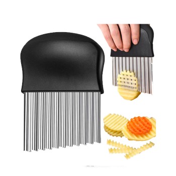Cuțit pentru Cartofi Ondulați, Lamă Durabilă, Mâner Ergonomic, Negru