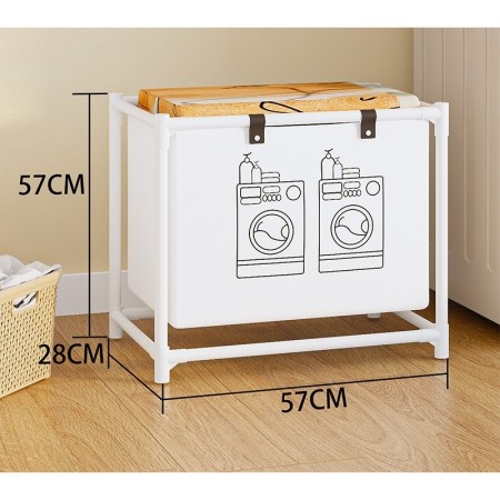 Raft pentru baie cu cos de rufe, un strat, Cadru de Otel Inoxidabil, 57x28x57 cm, Alb