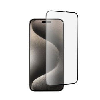 Folie de sticla compatibila Apple iPhone 15 Pro Max, Case Friendly, Lipire Completa, 9H, margini Negru