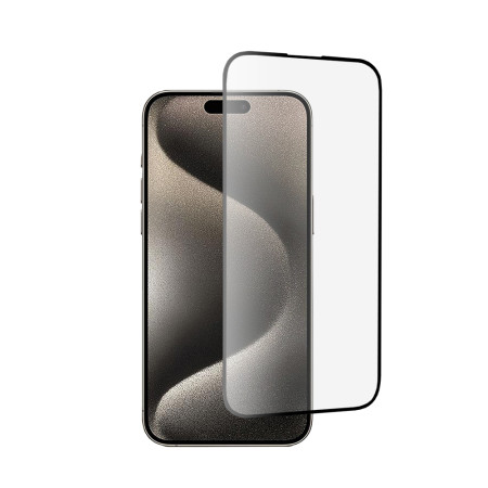 Folie de sticla compatibila Apple iPhone 15 Pro Max, Case Friendly, Lipire Completa, 9H, margini Negru