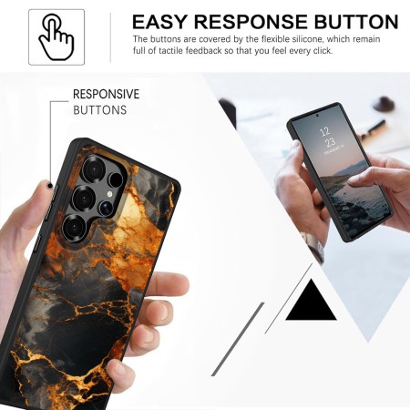 Husă pentru Samsung Galaxy S25 Ultra, Marble DC, Protecție Cameră, Antișoc, Design Slim, Negru - Aramiu