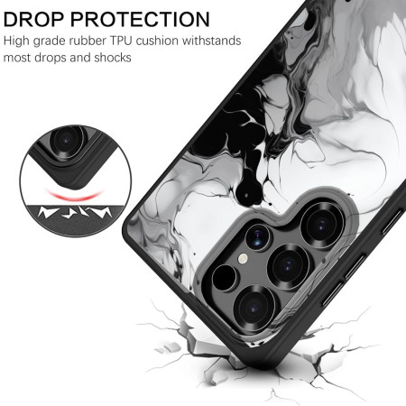 Husă pentru Samsung Galaxy S25 Ultra, Marble BW, Protecție Cameră, Antișoc, Design Slim, Negru - Alb