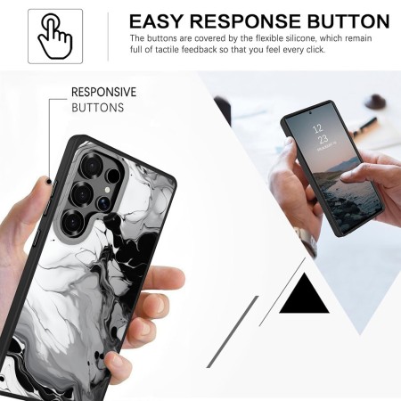Husă pentru Samsung Galaxy S25 Ultra, Marble BW, Protecție Cameră, Antișoc, Design Slim, Negru - Alb