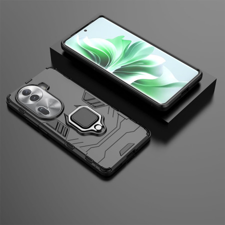 Husa telefon pentru Oppo Reno 11, Inel Magnetic tip Suport, Negru