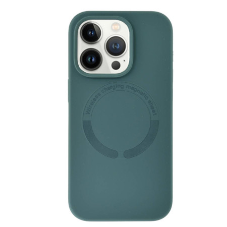 Husa MagSafe compatibila cu Apple iPhone 14 Pro, Atasare Magnetica, Interior Microfibra, Pine Green