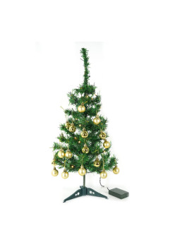 Brad Artificial 60 cm Impodobit cu suport plastic si instalatie luminoasa 20 LED-uri Alb Cald si 20 globuri
