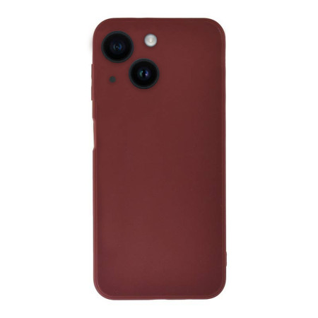 Husa Silicon compatibila Apple iPhone 15 Plus, Soft Matt, Protectie Camera Foto, Bordo