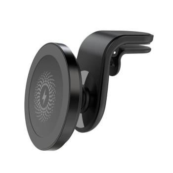  Suport telefon pentru auto cu incarcare Wireless HTPMAG, fixare in grila de ventilatie, Universal compatibil Android si IOS, wireless charger auto 
