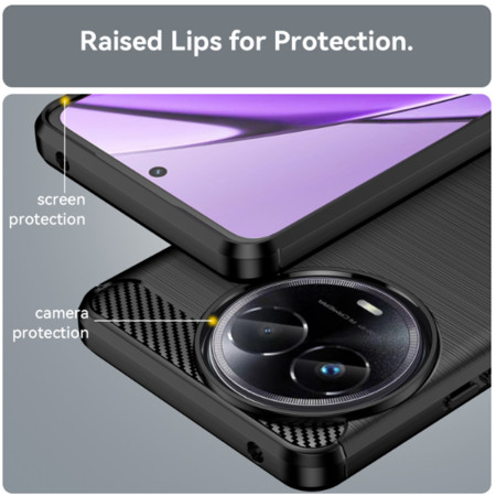 Husa Carbon compatibila Realme C67 4G, Tech AntiSoc, Negru