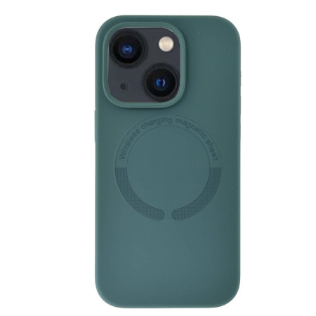 Husa MagSafe compatibila cu Apple iPhone 14, Atasare Magnetica, Interior Microfibra, Pine Green