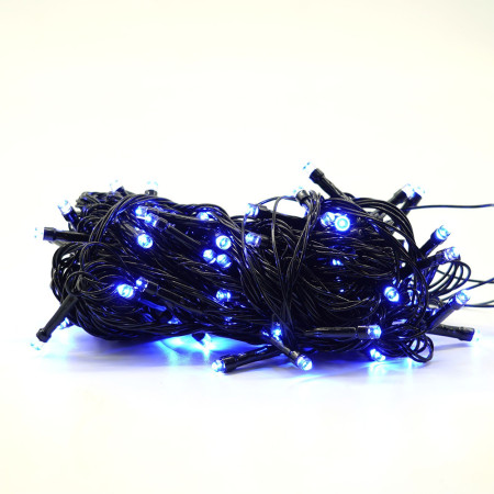 Instalatie Brad de Craciun liniara, 8 jocuri de lumini, Controler, 10 m din care 1m cablu priza, 220V, 100 LED, Albastru