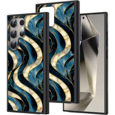 Husă pentru Samsung Galaxy S25 Ultra, DC Cobalt Marble, Protecție Cameră, Antișoc, Design Slim, Midnight Waves