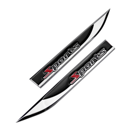 Set 2x embleme auto metalice, reliefate 3D Sports,  14.6 x 1,8 cm