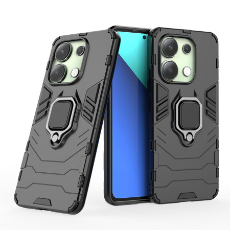 Husa telefon compatibila Xiaomi Redmi Note 13 4G, Inel Magnetic tip Suport Auto, Negru