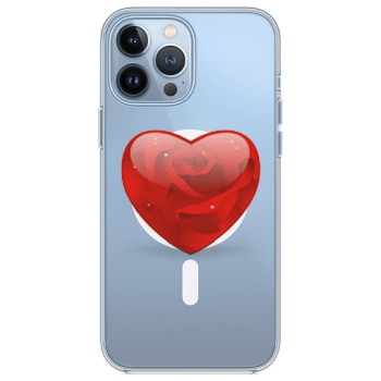 Husa personalizata Apple iPhone 15 Pro Max, MagSafe, Rose Heart