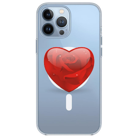 Husa personalizata Apple iPhone 15 Pro Max, MagSafe, Rose Heart