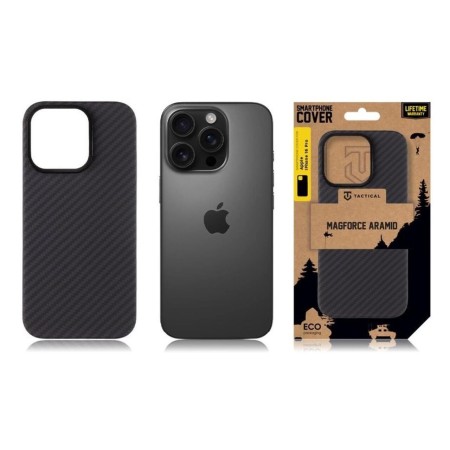 Husa Telefon Tactical MagForce Aramid pentru iPhone 16 Pro Max, Fibra Aramida, Ultra Slim 0.8 mm, Compatibila MagSafe, Negru
