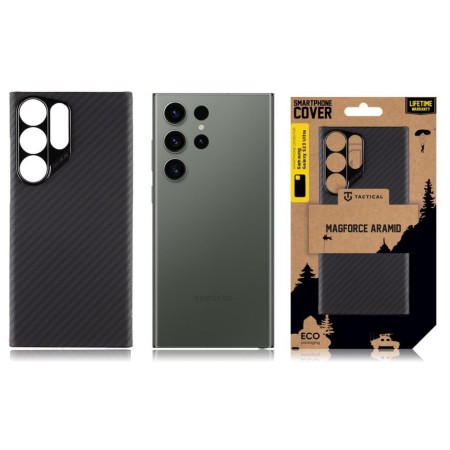 Husa Telefon Tactical MagForce Aramid pentru Samsung Galaxy S23 Ultra, Fibra Aramida, Ultra Slim 0.8 mm, Compatibila Magnetic, Negru