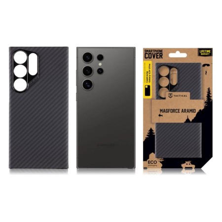 Husa Telefon Tactical MagForce Aramid pentru Samsung Galaxy S24 Ultra, Fibra Aramida, 0.8 mm, Compatibila MagSafe, Negru