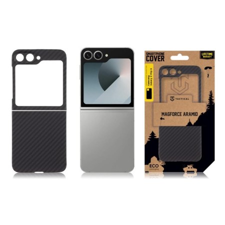 Husa Telefon Tactical MagForce Aramid pentru Samsung Galaxy Z Flip6, Fibra Aramida, Ultra Slim 0.8 mm, Compatibila Magnetic, Negru