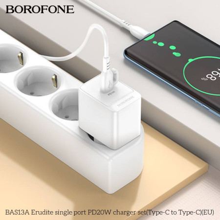 Incarcator priza Borofone BAS13A PD 20W cu cablu Type-C alb