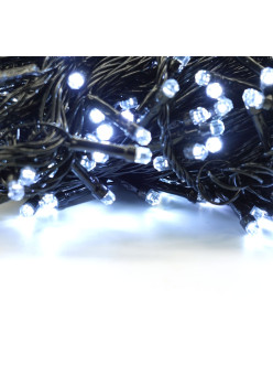 Instalatie Brad de Craciun lineara, 8 jocuri de lumini, beculet in 6 colturi, 17 m din care 1m prelungitor 220V, 200 LED, controler, Alb Rece