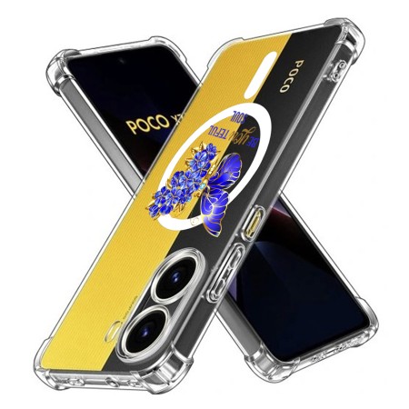 Husa Antisoc pentru Xiaomi Poco X7 Pro AirBag TPU, Colțuri Ranforsate- Butterfly Albastru