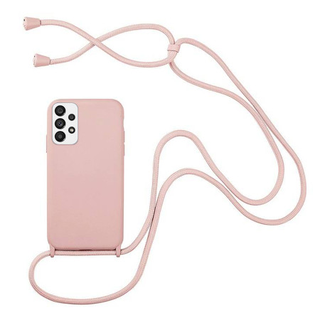 Husa compatibila cu Samsung Galaxy A13, Strap, Cu Snur prindere gat regrabil, Camera Protect, Antishock, Nude Pink