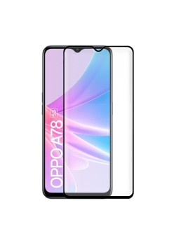 Folie de sticla compatibila Oppo A78, Case Friendly, Lipire Completa, 9H, Negru