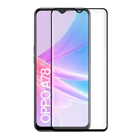 Folie de sticla compatibila Oppo A78, Case Friendly, Lipire Completa, 9H, Negru