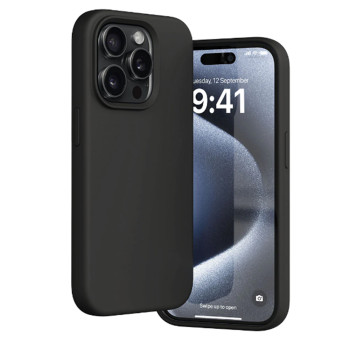 Husa silicon compatibila Apple iPhone 15 Pro Camera SuperProtect, Interior din Microfibra, Negru