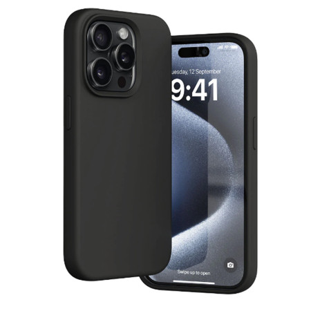 Husa silicon compatibila Apple iPhone 15 Pro Camera SuperProtect, Interior din Microfibra, Negru